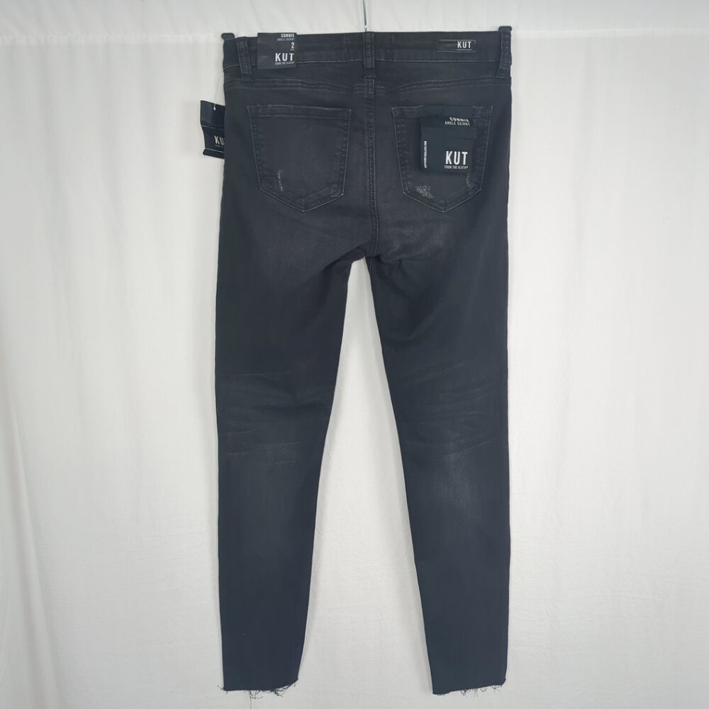 KUT Black Skinny Jeans 2 Connie Distressed Stretch Ankle NWT - Picture 6 of 9